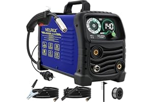 VELPAX 140A 230V MIG Welder Gasless, 3 in 1 Welding Machine Flux Core Welder, Portable Welder with IGBT Inverter, Smart Digital LED Dispaly and Welding Rods Flux Wires