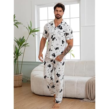 Pigiama Uomo Elasticizzato Abbigliamento Notte Pigiama Uomo LAPASA A Quadri - Completo Maglia Cotone E Pantaloni Flanella, Con Tasche Pigiama Flanella Uomo Pantaloni Comodi Per Casa