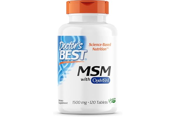 Doctor's Best, MSM, avec OptiMSM, 1.500 mg, 120 Comprimés végétaliens, Hautement Dosé, Testé en Laboratoire, Sans Soja, Sans Gluten, Sans OGM, Soufre Naturel