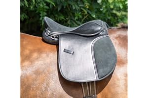 Aces Equine SYNTHETIC HALFLINGER SADDLE 16 INCH WIDE HORSE SADDLE BLACK & BROWN