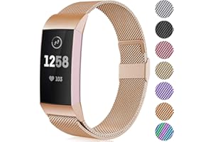 Faliogo Cinturini di Ricambio in Metallo Compatibile con Fitbit Charge 3 Cinturino/Fitbit Charge 4 Cinturino, Cinturino Regolabile in Acciaio Inossidabile per Donna, Piccola Grande