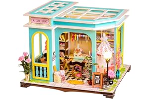 HIACINTO DIY Book Nook Kit for Adults and Teens, Miniature Dollhouse Booknook Insert with LED Lights, 3D Wooden Puzzle Bookshelf Decor, Tailor’s Shop, Paintable Craft Gift for Book Lovers