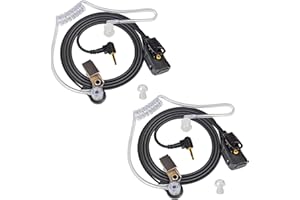 HYS 2,5 mm, auricolari trasparenti con microfono, compatibili con Motorola TLKR T80 T92 H2O T82 Extreme Talkabout walkie talkie (2 pezzi)