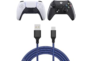 FYOUNG [5 m] Cable USB C para controladores PS5 DualSense/Pro Controller/Xbox Series Controller/Nintendo Switch/Switch OLED/Switch Lite, cable de carga trenzado largo para teléfono móvil, tableta,