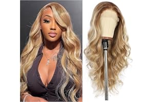 ‎SAPPHIREWIGS Sapphirewigs Blonde Perücke Lace Front Perücke Highlight Synthetische Wellige Balayage Kanekalon Futura Perücke Party Date Täglich Tragen Natürlich aussehende Perücke 26inch