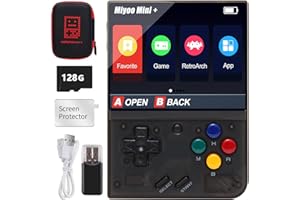 ASTARAMA Miyoo Mini Plus Ręczna konsola do gier, 3,5”, retro, Open Source, z kartą TF 128 GB, wbudowane ponad 11000 klasycznych gier, obsługa Wi-Fi, czarna, 128 GB