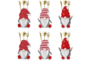 HTTDSLF 6 Pezzi Portaposate in Feltro di Natale, Porta Posate da Tavola per Natale, Cucina Posate Coltello Forchetta Cucchiaio Babbo Tavola Delle Feste Decor Natalizia Porta Coltelli Borse Decorazioni