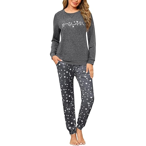 Marvmys Ensemble De Pyjama Femme Coton Hiver Vêtements De