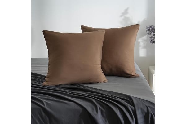 AYSW 18 Couleurs Lot 2 Taie d'oreiller 65x65 cm Café Housse Oreiller Coussin pour Canapé Lit Fermeture Éclair Anti-Acariens Hypoallergénique Protège Oreiller Zip Microfibre