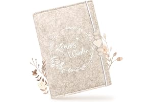 Mutterpasshülle aus Filz für Deutschen Mutterpass – Beige mit Holzperlen & Holzherz, Mutterpass Schutzhülle zur Aufbewahrung von Dokumenten & Ultraschallfotos, Geschenkidee für Schwangere & zukünftige