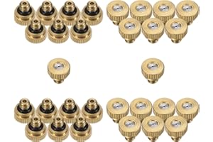 M METERXITY 30-Pack Brass Misting Nozzle, 0.028" 0.7mm Orifice 10/24 UNC O-Ring Replacement Mister Nozzles Plug Mister Heads for Garden Patio Outdoor Cooling System Low-Pressure Atomizing