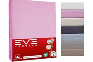 ‎EVE TEXTILE GMBH EVE Textile Spannbettlaken 100x200 cm Rosa | 100% Baumwolle | Spannbetttuch | Bettlaken | Spannlaken | Spannbezüge | Spannoberlaken | Betttücher | Laken | Bettbezug | Bett Oberlaken | Jersey
