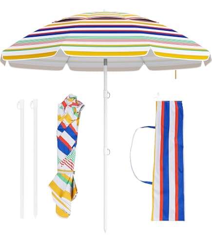Pincho Ombrellone da spiaggia antivento, 240 cm,grande ombrellone, tetto di ventilazione, protezione UV 50, materiali di qualità,la struttura in alluminio resistente, 8 stecche in fibra di vetro