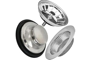 WUBAYI Lot de 3 passoires d'évier de cuisine en acier inoxydable - Anti-encrassement universel - Filtre d'évier de cuisine en acier inoxydable