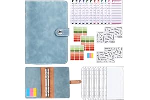 Meekye Budget Planner Binder, organizer per soldi con 10 tasche A6, 12 fogli di budget, 4 adesivi, 3 adesivi per etichette con scomparto per banconote, libro di risparmio per diario e regalo