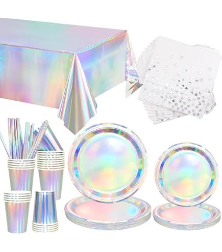 Kit Decorazioni Compleanno Iridescente 10 Pezzi - Striscione, Bandierine, Stelle | Per Feste, Ghirlande - Foto 4