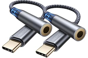 ANDTOBO Adattatore USB C Jack 3,5mm, 2 Pezzi Adattatore USB C a Jack per cuffie 3.5 mm, USB Tipo C a Cavo Dongle Audio Aux per iPhone 16/15 Pro Max Plus, iPad Pro Air, Galaxy S24 Ultra S23 S21 S20