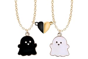 Bixorp Gruselige Freundschaftskette für 2 - Süße BFF Kette mit magnetischem Herz - Niedlicher Anhänger für beste Freunde