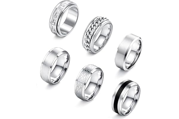 Adramata Bague Homme en Acier Inoxydable 316L Vintage Celtique Anti-Stress pour Fiançailles et Mariage - Argent 8mm