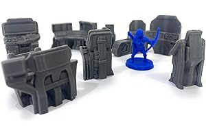 LM3D Control Terminals and Consoles, 7 Pieces, Scenery for Wargames and Sci-Fi Miniatures, Scale 28mm-32mm, 3D Printing