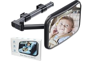 ALLILUYAA Spiegel Auto Baby, Rückspiegel Baby Auto mit Clip und Teleskopstange, Acrylspiegel, 360° Drehbar, Rücksitzspiegel Baby für Meisten Auto