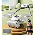 KLIFFOO Ab Roller Wheel Automatic Rebound with Four Elbow Supports for Men and Women, Rebound Abdominal Wheel with Timer & Knee Mat,Abdominal Exercise Roller Wheel for Core Trainer Workout Home Gym