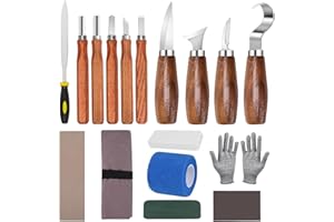 BRITPICK Wood Carving Tools Kit, 21 PCS Wood Whittling Kit for Beginners, Includes 8PCS Basswood Carving Blocks and 6PCS Whittling Knife, Gloves, Roll Bag, Sharpener for Widdling Kit