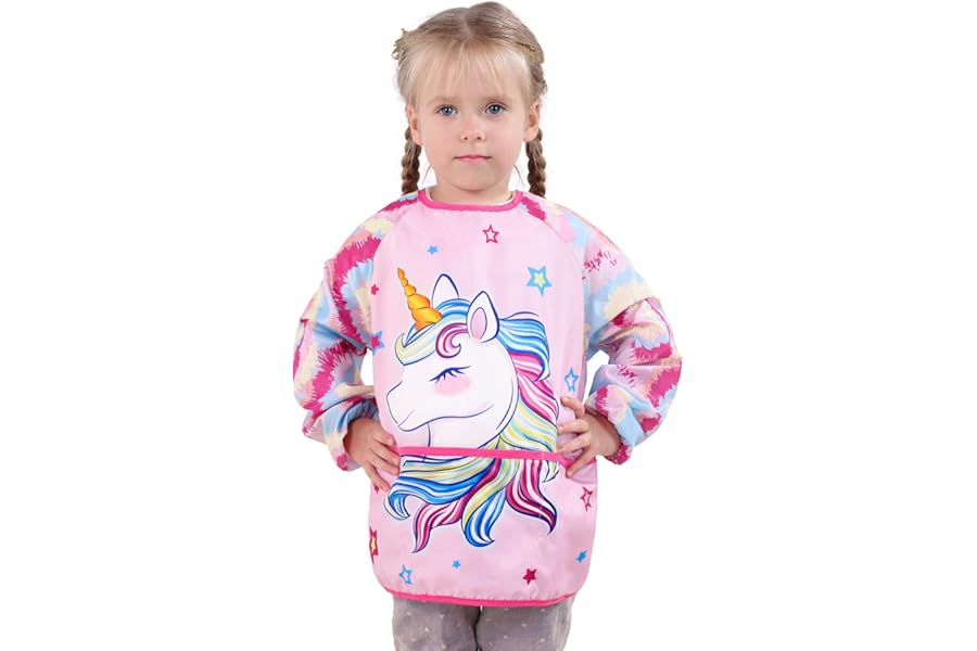 WERNNSAI Kids Art Smock - Painting Smocks for Kids Waterproof Toddler Smock