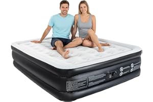 Lopekuty Inflatable Mattress with Built-in Pump - Double Air Bed 3 Mins Self-Inflation/Deflation, Blow Up Mattress Soft Comfortable Flocked Surface for Home & Camping, 800 lbs Capacity, 203x152x46CM