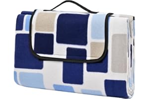 Gosure Outdoor Picnic Blanket,Foldable Soft Fleece Rug,Waterproof,Sand proof,Slip Resistant With Carrying Handle for Family,Beach,Park,Hiking,Camping(Magic Blue200*200cm)