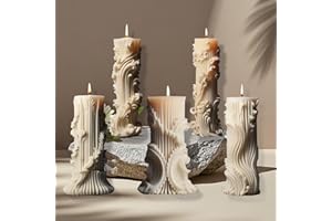 JVHLOV 5 PCS Pillar Candle Moulds, Silicone Cylinder Candle Moulds for DIY Candle Making, Resin Casting, Epoxy Mould for 3D Candles, Soap Crafts, Home Decoration, Handmade Gifts