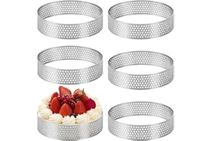 Teokantz 6 Pezzi Ø 8 cm Anello Microforato Crostata, Stampo Crostata Microforato in Acciaio Inox 430, Anello Traforato per Crostate Pasticceria Mini Torte Mini Pizze Muffin