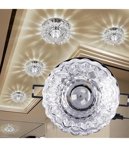 Porta Faretto Da Incasso Tondo In Vetro Specchio 95 Mm - Foro 60 Mm - Compatibile Con Lampade GU10 GU5.3 MR16 - Alette A Molla Per Cartongesso