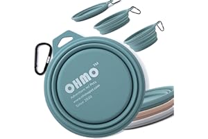 OHMO 1 szt. Składana miska dla psa, przenośna miska dla psa, miska podróżna na wodę dla zwierząt domowych z karabińczykiem, lekka, bezpieczna dla żywności