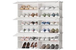 ‎JOISCOPE JOISCOPE Schuhschrank, DIY Schuhregal, Kunststoff Schrank Organizer für Schrank, Modular Schuhständer mit Tür, schuhboxen stapelbar für Flur, Schlafzimmer, Eingang （Weiß, 2 * 6）