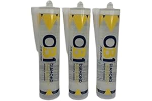 ATP Consumables OB1 Multi-Surface Construction Sealant & Adhesive - Waterproof Sealant 290ml - Paintable, Contact Adhesive & Wood Glue Strong for Furniture - Diamond Clear Sealant - 3 Tubes