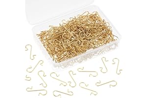 ALUNME 200 Pcs Golden Ornament Hooks, Gold Christmas Ornament Hangers, Christmas Ornament Hooks, Metal Hooks for Ornaments, Metal Wire Ornaments Hooks Anchors