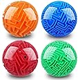 TERRIFI 4 Pieces 3D Maze Ball Maze Puzzle Ball Magic Brain Teasers Games Sphere Educational Puzzle Toys Maze Puzzle Cube Ball for Adults and Students Teens and Hard Challenges Game Lover