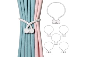 ‎JEEZAO 6 Stück Magnetische Vorhang Raffhalter,Vorhanghalter Seil Schnallen Raffhalter für Home Büro Gardinen Deko (Weiß)