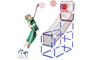 Ealingmoon Kinder Basketballkorb,Arcade Basketball Spielset 2 Spieler,Mini Basketballkorb Outdoor Indoor mit 2 Körben,4 Bällen und Pumpe，Basketball Hoop Kinder Erwachsener (einzeln)