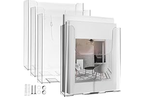 Cabilock 4 Pack A4 Wall Mounted Document Holders Acrylic Brochure Holder Clear Wall File Organizer for Office Home School