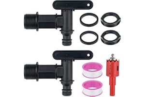 LEIKEDUN 2 STK Auslaufhahn für Regentonne, Kunststoff Wasserhahn für Regentonne, Regeneimer-Auslaufhahn, Regentonnenhähne Regenfass Adapter mit Dichtung und Lochöffner für Heim Garten Wassertank Anschlüsse