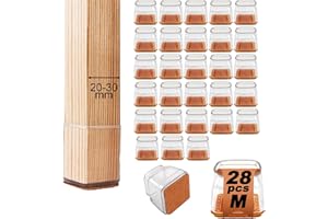 BUENOTEC Protector Patas Sillas, 28 Piezas Protectores de Suelo para Patas de Silla, Protector Patas Muebles Protector Silicona Patas Sillas con Almohadilla de Fieltro Engrosada (20-30mm)