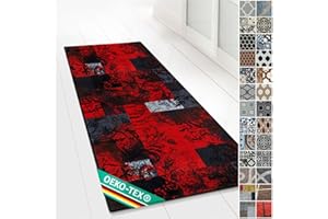 ‎FLOORDIREKT Floordirekt Teppichläufer mit Muster - maßgefertigter Feinschlingen Teppich Läufer für Küche, Flur & Wohnraum - Ornament Vintage Orient Gitter (80 x 100 cm, Maraba)