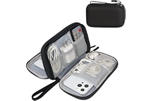 Simpolor Kabeltasche, Doppelte Schichte Elektronik Organizer Tasche für Kabel,Travel Kabel Organizer Elektronische Zubehör Case für Kabel, Powerbank, USB-Laufwerk, Ladegerät, Maus, SD Karten - Schwarz