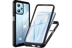 WeiCase Funda para Xiaomi Redmi Note 12 5G / Xiaomi Poco X5 5G, Transparente 360° Protección Funda con Protector de Pantalla Integrado Antigolpes Silicona Carcasa para Xiaomi Poco X5 5G, Negro