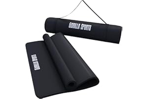 ‎GORILLA SPORTS GORILLA SPORTS® Yogamatte - 190x60x1,5 cm oder 190x100x1,5 cm, mit Tragegurt, Phthalatfrei, Rutschfest, Farbwahl - Gymnastikmatte, Fitnessmatte, Sportmatte, Trainingsmatte, Übungsmatte