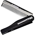 Kent 20T Black Graphite Handmade Folding Pocket Comb for Men, Fine Tooth Hair Comb Straightener for Everyday Grooming Styling Hair, Beard or Mustache, Use Dry or with Balms, Saw Cut, Made in England