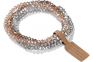 WEIZAIJY Braccialetto Donna Impilabile con Perline di Cristallo e Vetro, Set di 4 Bracciali Elastici Fatti a Mano per Donne e Ragazze, Regalo Perfetto