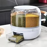 ZIAANSS ENTERPRISE 6-Grid Rotating Food Dispenser Polypropylene Cereal Dispenser 3 to 6 kg Rotating Rice Bucket Rice Storage 
